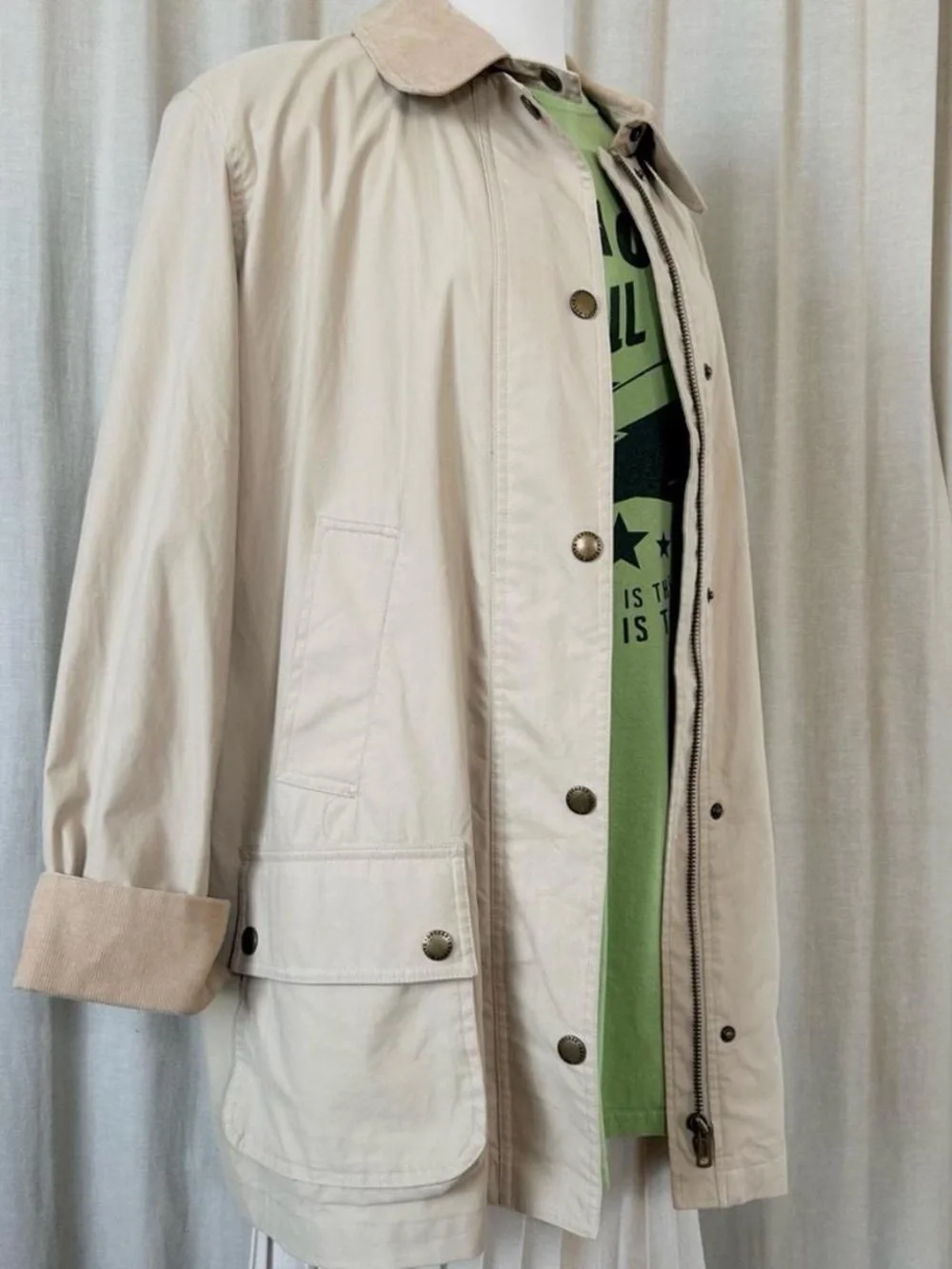 Ralph Lauren Barn Coat Canvas Corduroy Collar Vintage Field Jacket